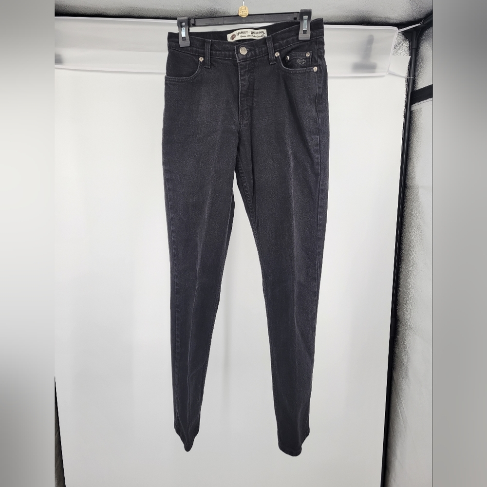 Harley Davidson Black Straight Leg Jeans, Size 6 L